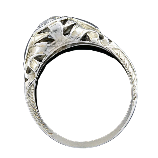 Art Deco 18kt Diamond & Sapphire Engagement Ring .82ct - Image 4