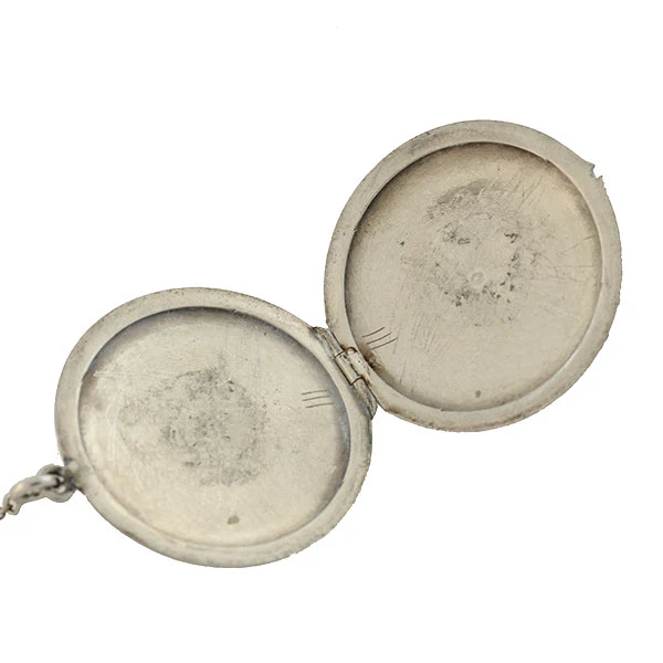 Art Deco Sterling & Black Enamel Locket Lorgnette Necklace - Image 4
