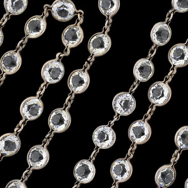 Art Deco Sterling Silver Crystal Necklace 58" - Image 2