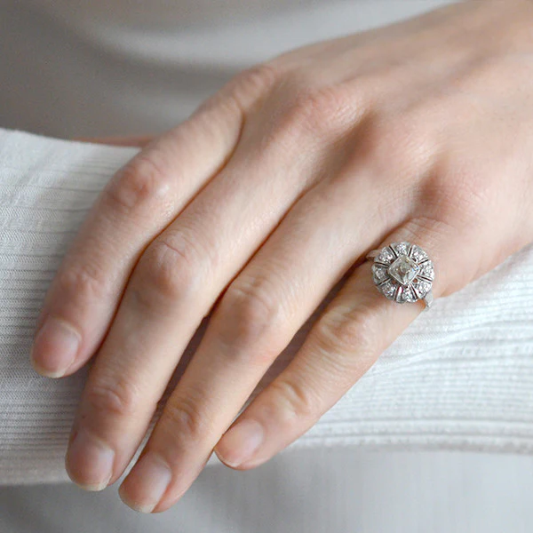Edwardian Platinum French Cut Diamond Cluster Ring 1.10ct - Image 7