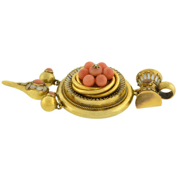 Victorian 18kt Coral Enamel Locket/Pendant - Image 3
