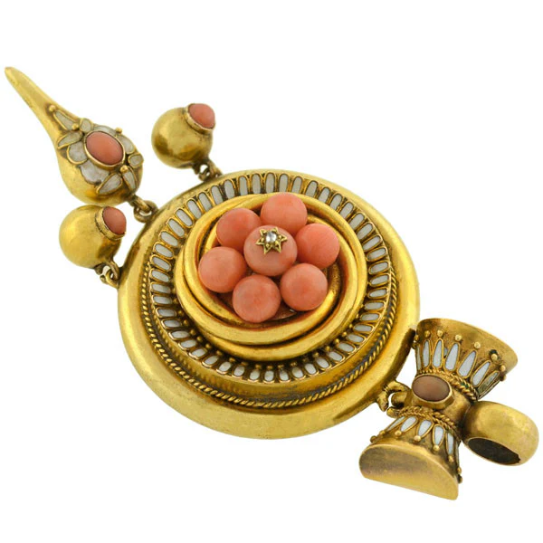 Victorian 18kt Coral Enamel Locket/Pendant - Image 4