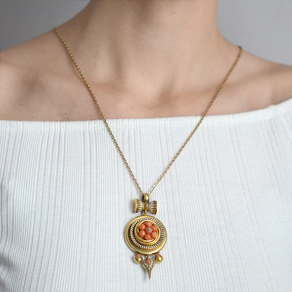 Victorian 18kt Coral Enamel Locket/Pendant - Image 6