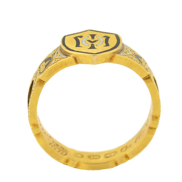Victorian English 18kt Enamel & Woven Hair Mourning Ring - Image 6
