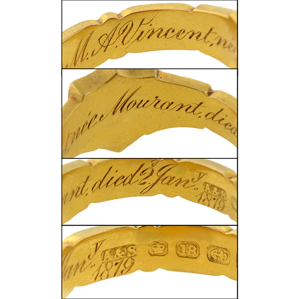 Victorian English 18kt Enamel & Woven Hair Mourning Ring - Image 8