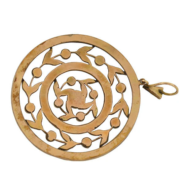 Victorian Huge Gilt & Bohemian Garnet Filigree Pendant - Image 5