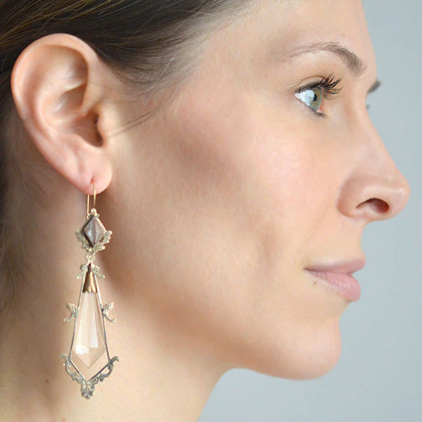 Victorian Long 14kt Faceted Rock Crystal Earrings - Image 8
