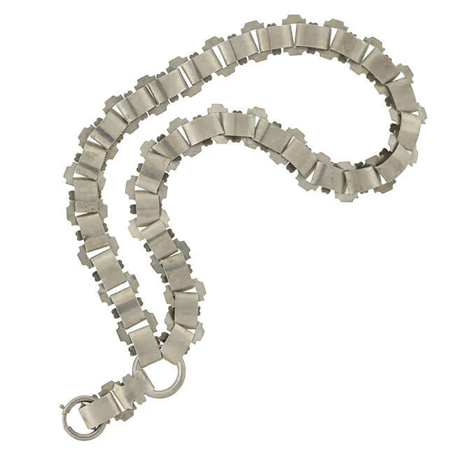 Victorian Silver Smooth Cutout Link Book Chain 19" - Image 2