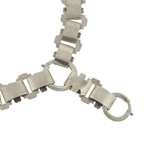 Victorian Silver Smooth Cutout Link Book Chain 19" - Image 4