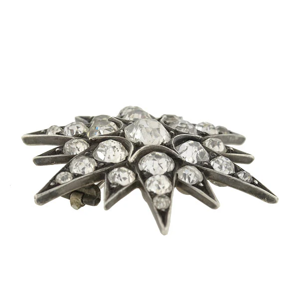 Victorian Sterling Silver & French Paste Starburst Pin - Image 5