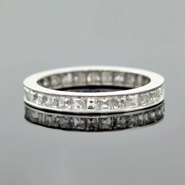 Art Deco Platinum Square Fancy Cut Diamond Eternity Band 2.25ctw - Image 2