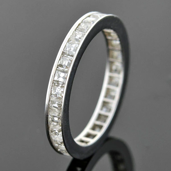 Art Deco Platinum Square Fancy Cut Diamond Eternity Band 2.25ctw - Image 5