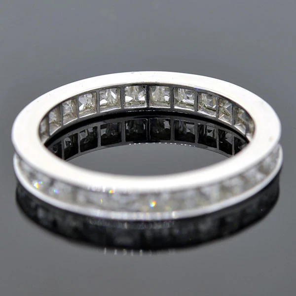 Art Deco Platinum Square Fancy Cut Diamond Eternity Band 2.25ctw - Image 6