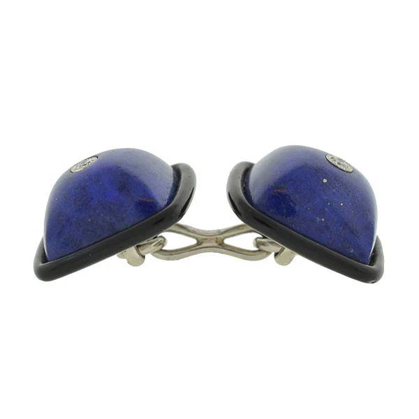 Art Deco 18k Lapis, Onyx, & Diamond Cufflinks - Image 5
