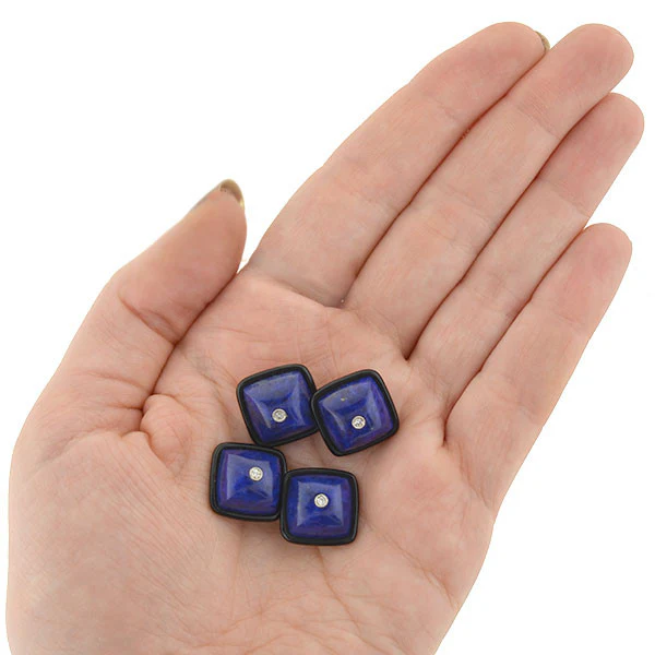 Art Deco 18k Lapis, Onyx, & Diamond Cufflinks - Image 7