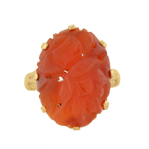 Art Deco 10kt Carved Carnelian Ring - Image 3