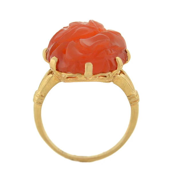 Art Deco 10kt Carved Carnelian Ring - Image 4