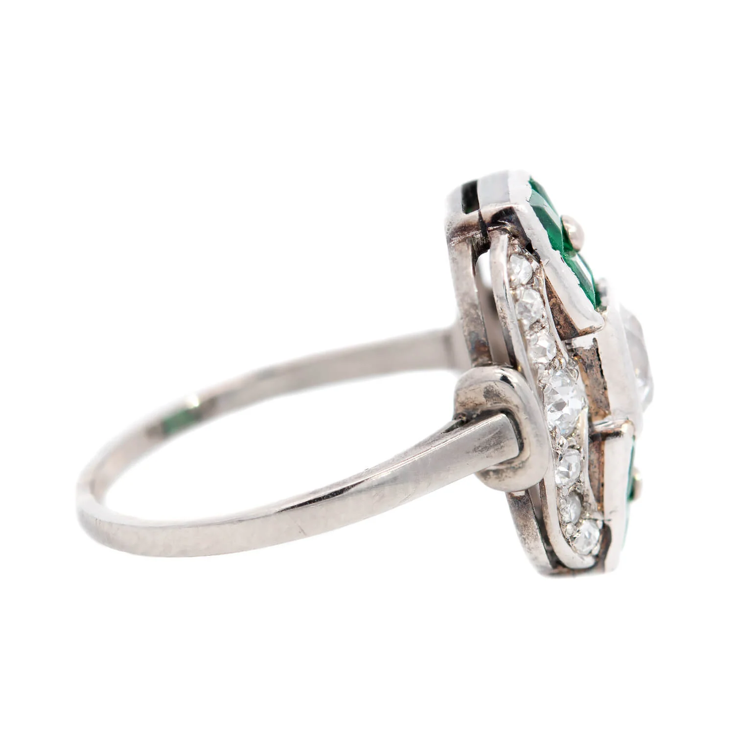 Art Deco 18k Emerald & Diamond Engagement Ring - Image 3