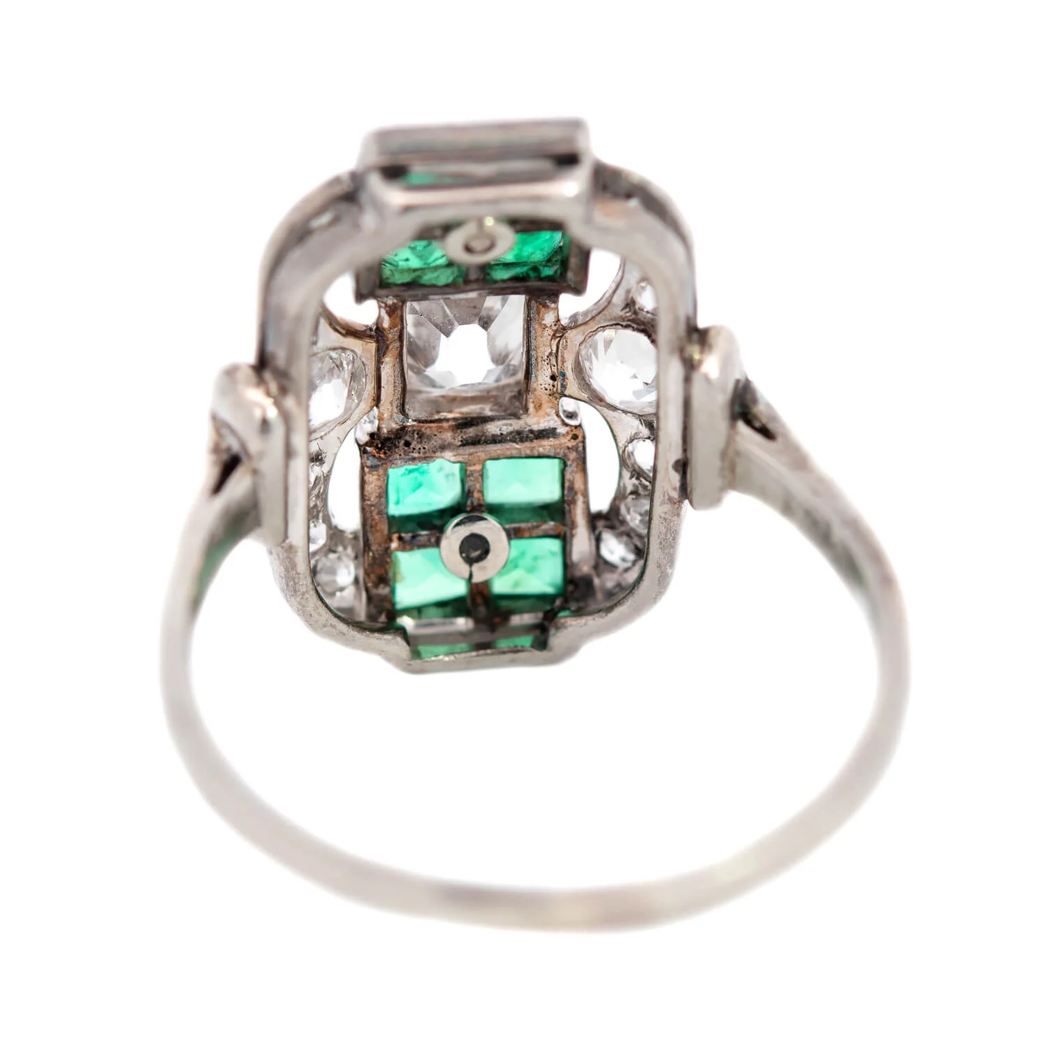 Art Deco 18k Emerald & Diamond Engagement Ring - Image 5