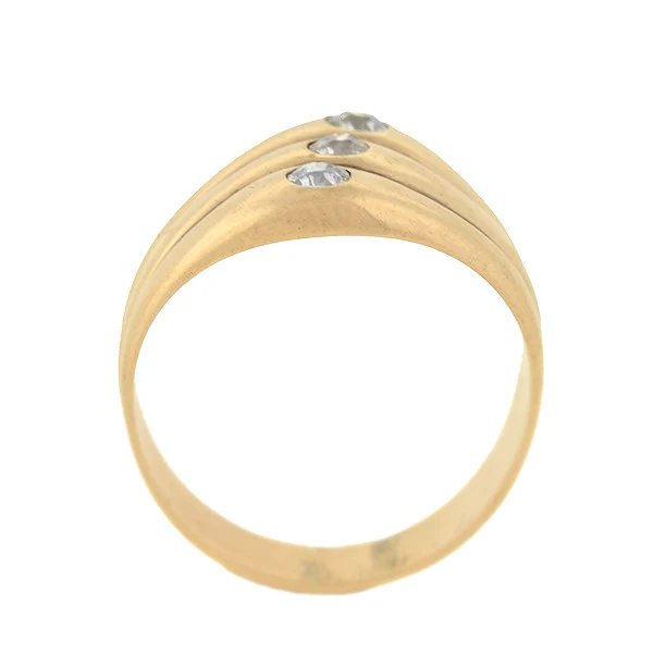 Retro 14k Diamond Three Band Ring - Image 4