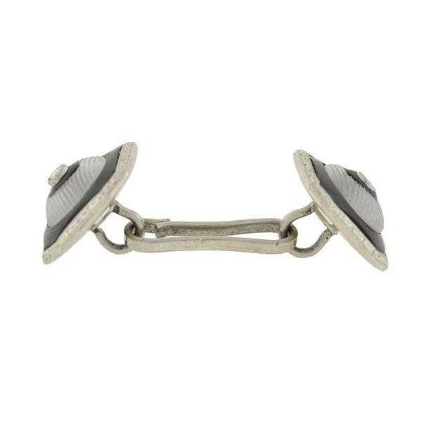 Art Deco 14kt Onyx Rock Quartz & Diamond Cufflinks - Image 4