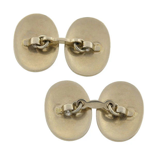 Art Deco 14kt & Platinum Enamel & Diamond Cufflinks - Image 4