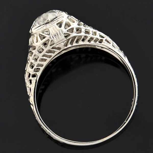 Art Deco 18kt Diamond Filigree Engagement Ring 1.59ct - Image 3