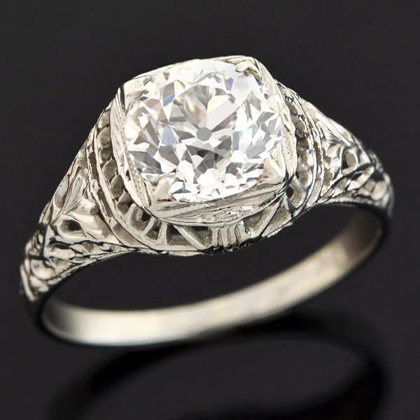 Art Deco 18kt Diamond Filigree Engagement Ring 1.59ct - Image 4