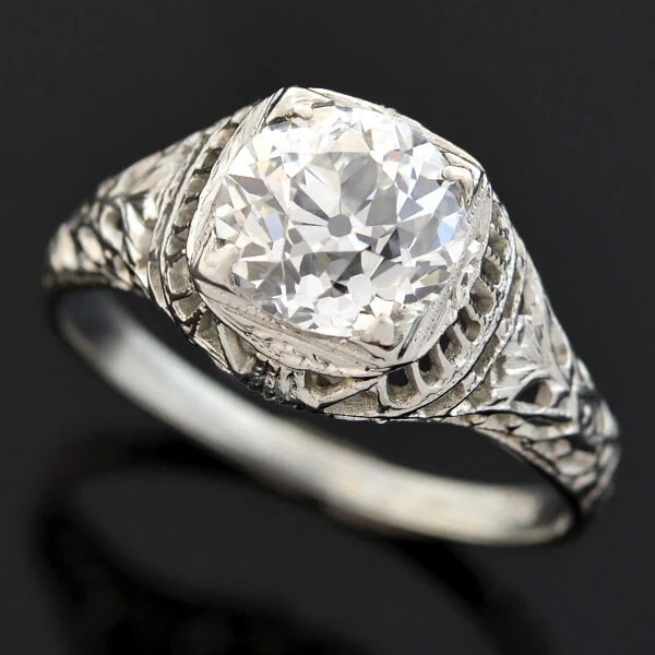 Art Deco 18kt Diamond Filigree Engagement Ring 1.59ct - Image 5