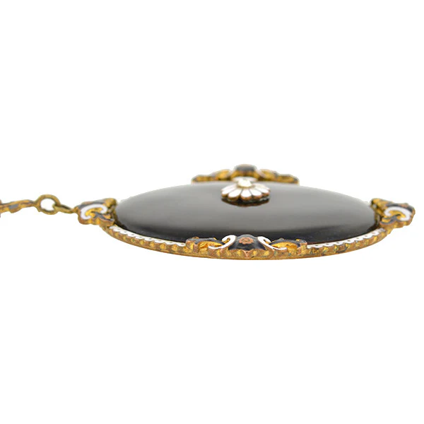 Art Deco Austrian Brass & Enamel Large Flower Necklace - Image 5