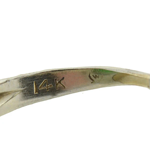 Art Deco 14kt Carved Jadeite & Enamel Ring - Image 6