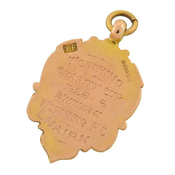 Art Deco English 9kt Enameled Medallion Badge Pendant - Image 3
