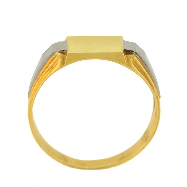 Art Deco French 18kt Mixed Metals Signet Ring - Image 4