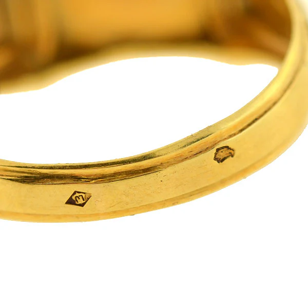 Art Deco French 18kt Mixed Metals Signet Ring - Image 6
