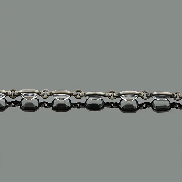 Art Deco Long Silver Faceted Crystal Necklace 43" - Image 4