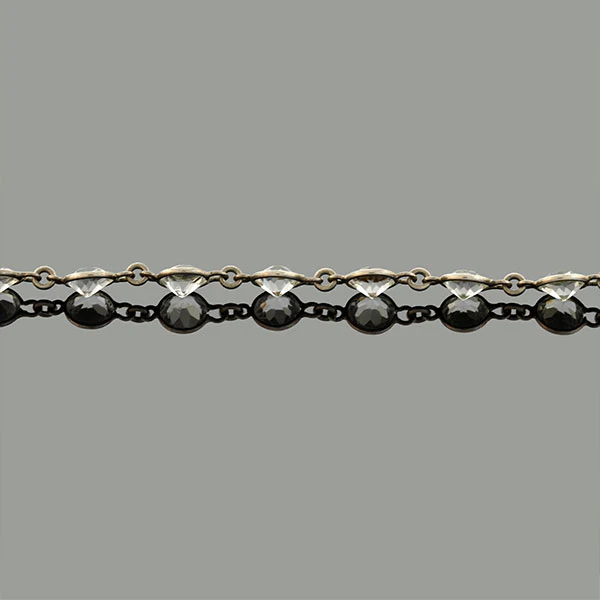 Art Deco Long Silver-Plated Crystal Chain Necklace 58" - Image 5