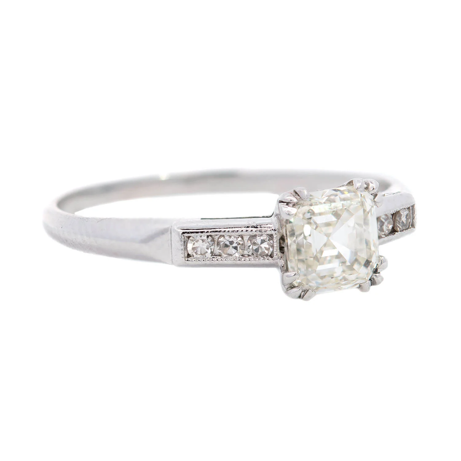 Art Deco Platinum Diamond Engagement Ring 1.01ctw - Image 2