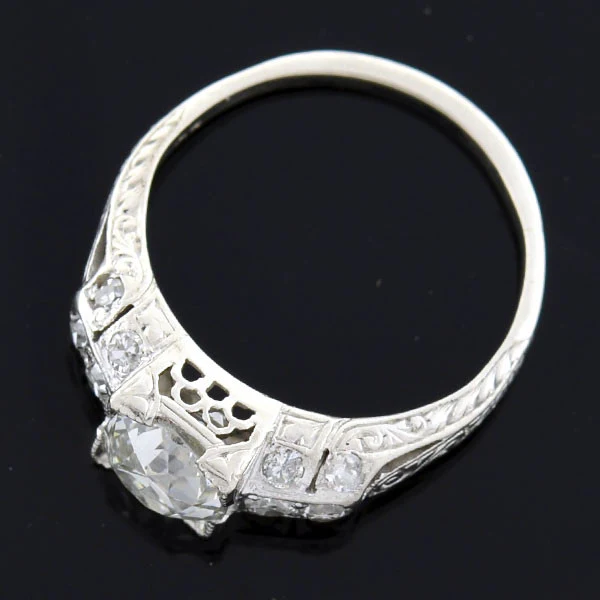 Art Deco Platinum Diamond Engagement Ring 1.23ct - Image 4