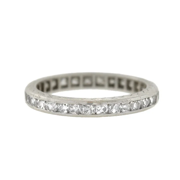 Art Deco Platinum French Cut Diamond Eternity Band .90ctw - Image 2