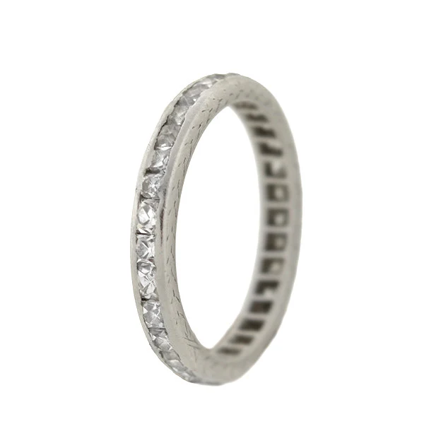 Art Deco Platinum French Cut Diamond Eternity Band .90ctw - Image 3