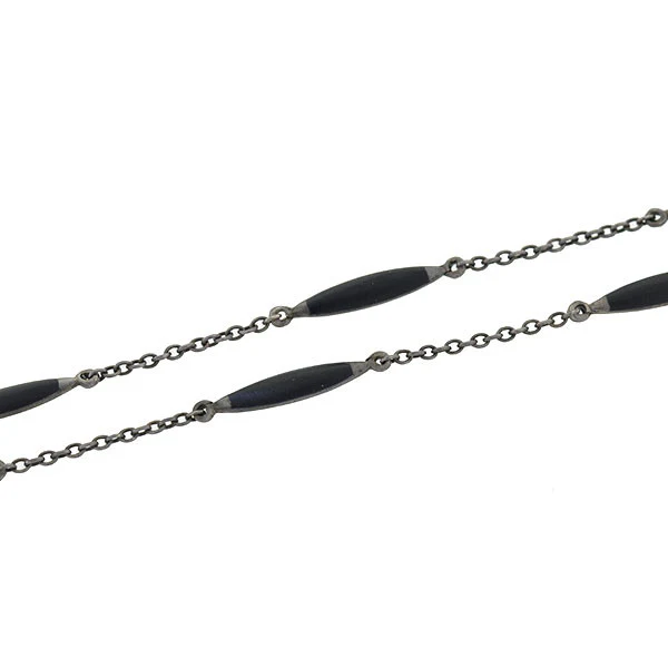 Art Deco Sterling & Matte Black Enamel Locket Necklace - Image 5