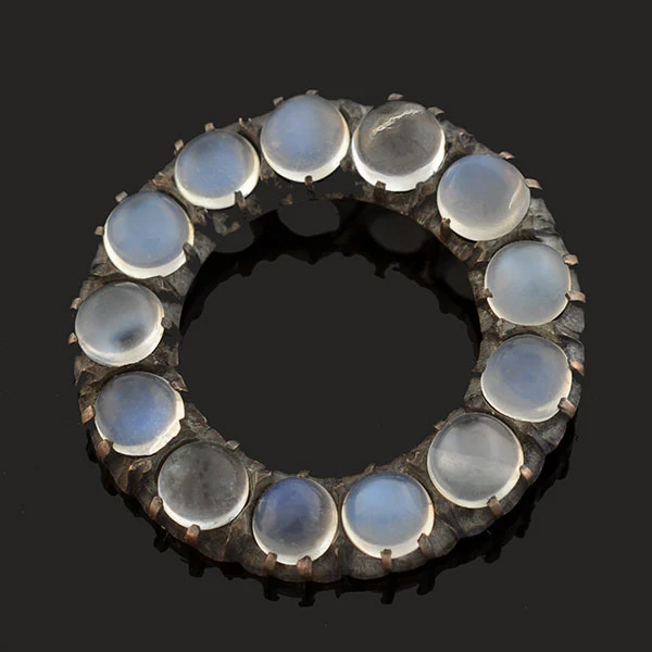 Art Nouveau 9kt/Sterling Moonstone Circle Pendant - Image 3