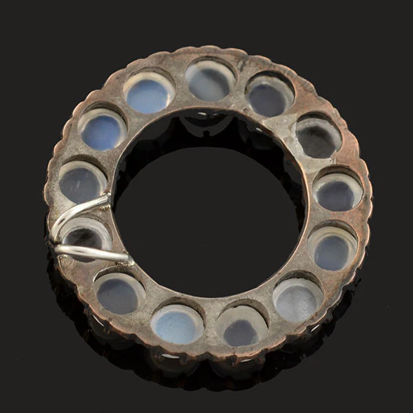 Art Nouveau 9kt/Sterling Moonstone Circle Pendant - Image 5