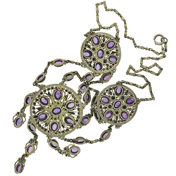 Arts & Crafts Silver Gilt & Amethyst Festoon Necklace - Image 6