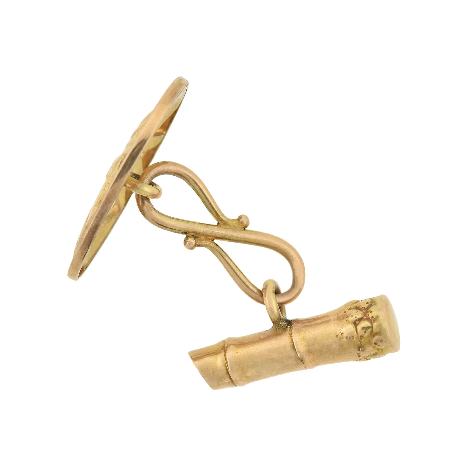 Vintage 18kt Bamboo Motif Double-Sided Cufflinks - Image 4