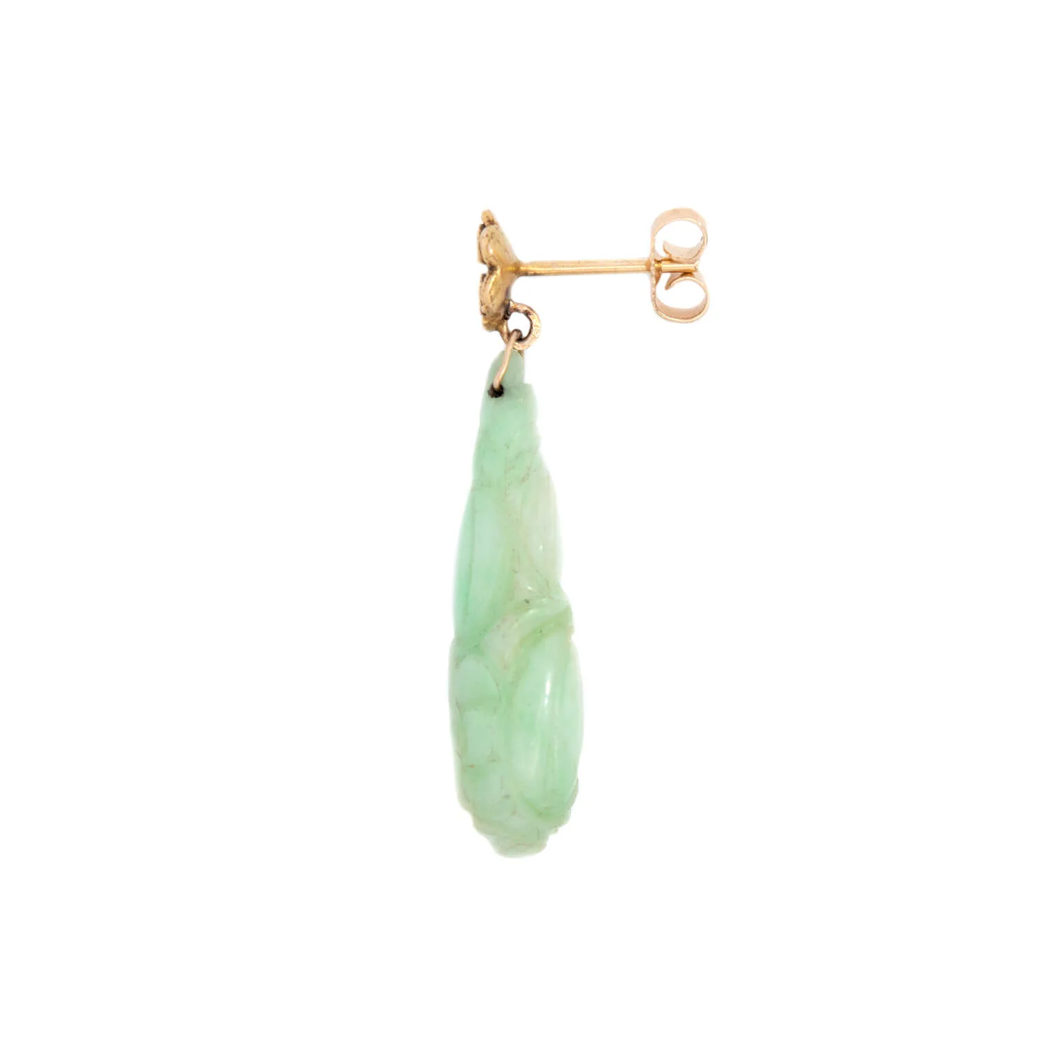 Edwardian 14k Carved Jade Earrings - Image 2