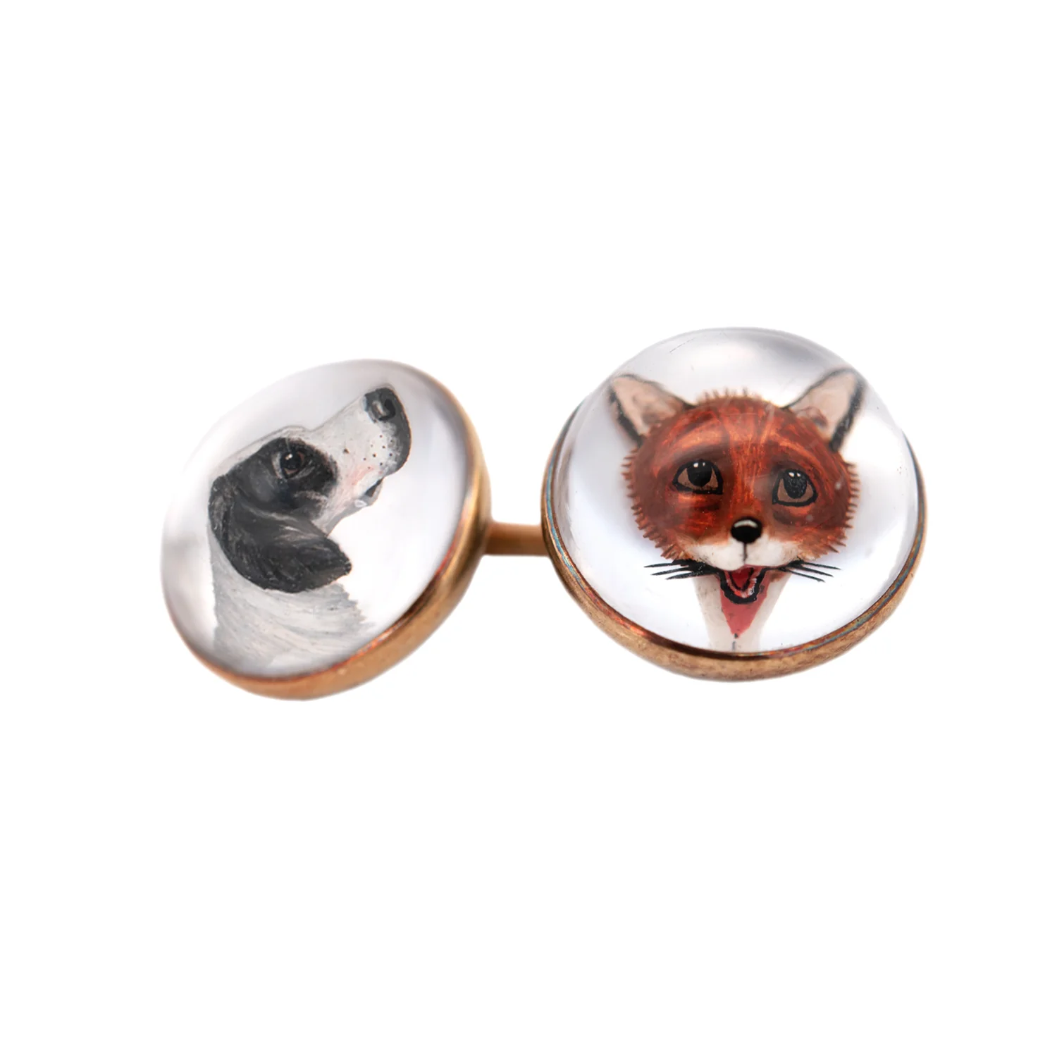 Edwardian 14k Essex Crystal Hunting Dog & Fox Cufflinks - Image 4