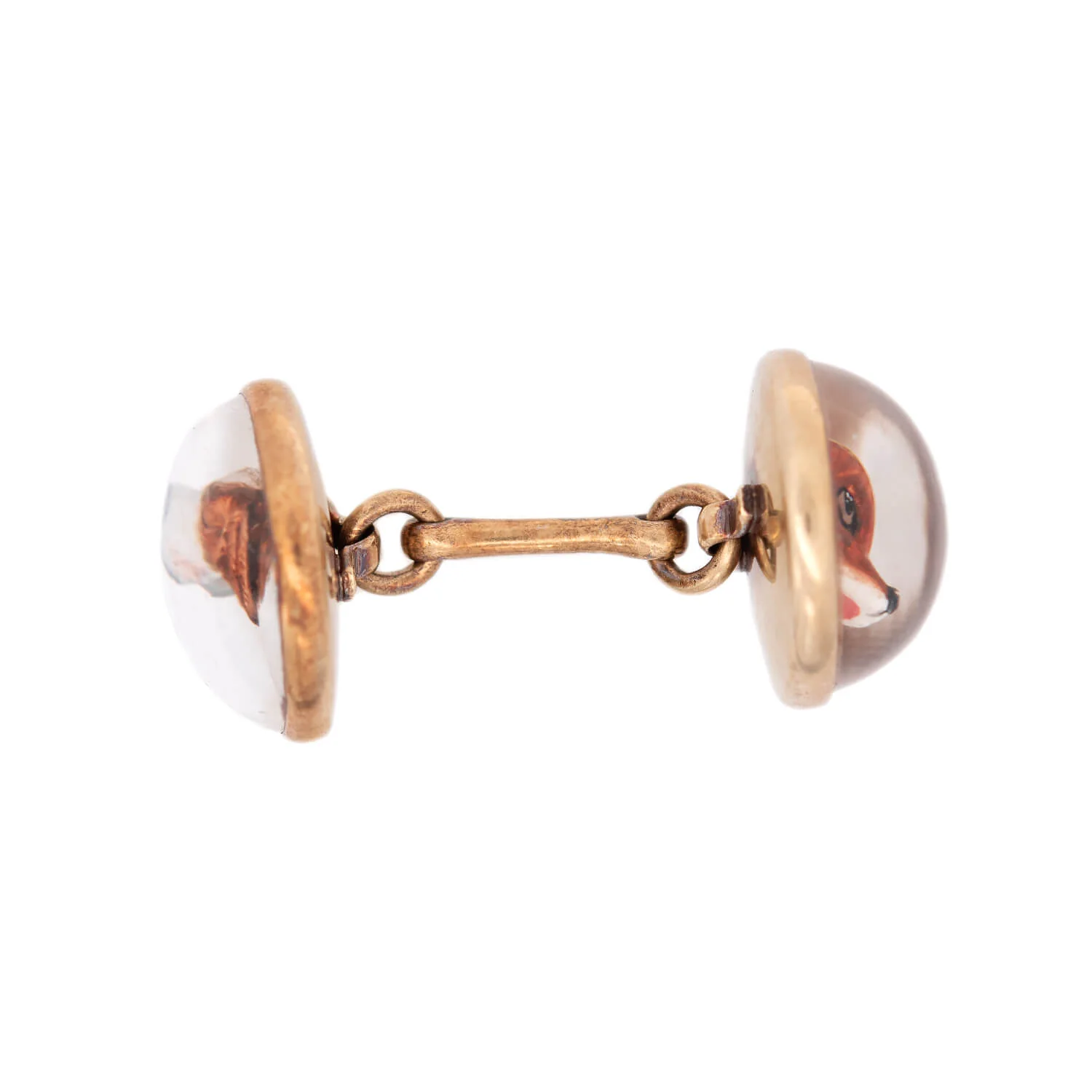 Edwardian 14k Essex Crystal Hunting Dog & Fox Cufflinks - Image 5