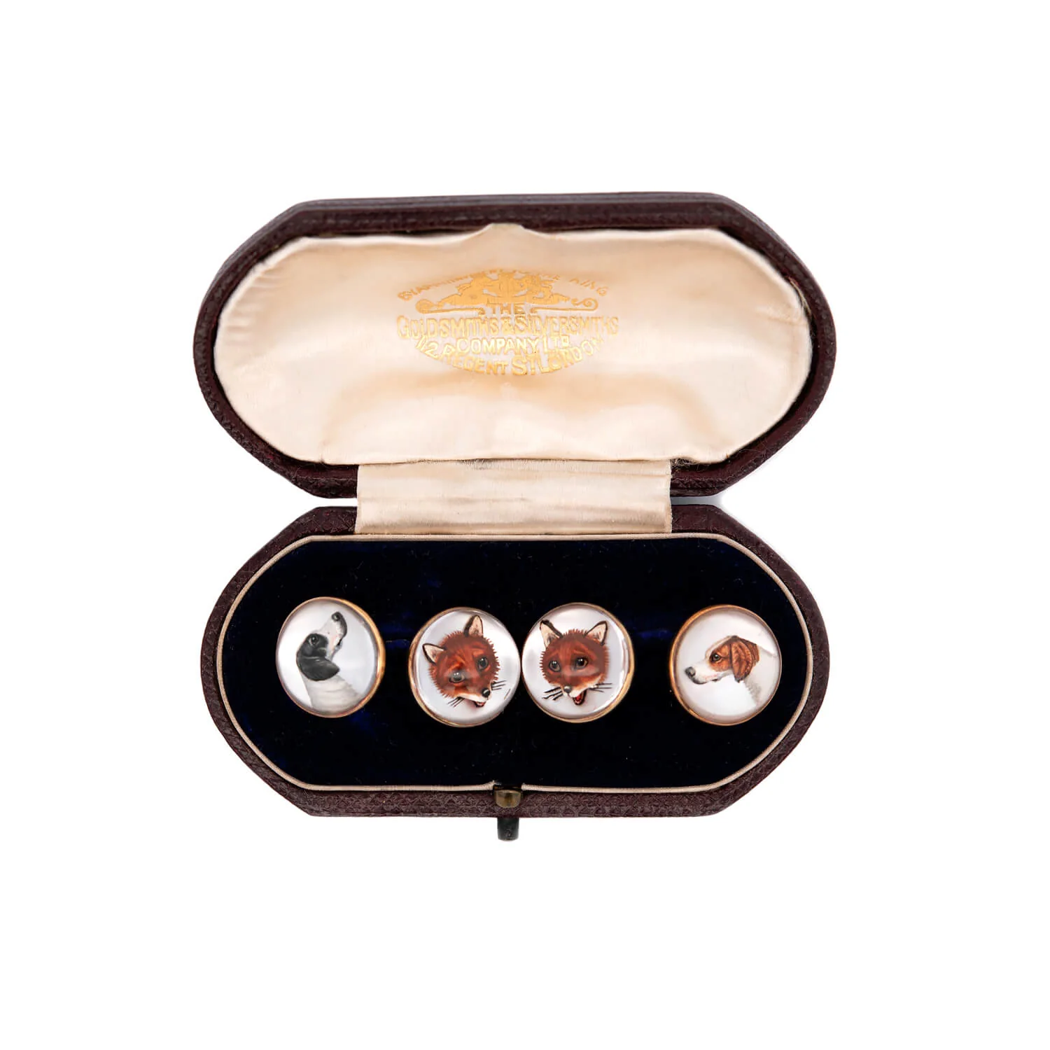 Edwardian 14k Essex Crystal Hunting Dog & Fox Cufflinks - Image 7