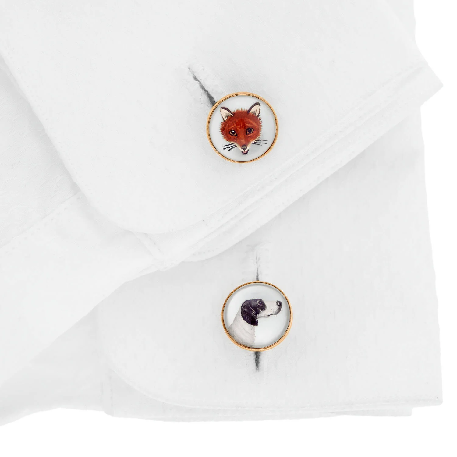 Edwardian 14k Essex Crystal Hunting Dog & Fox Cufflinks - Image 8